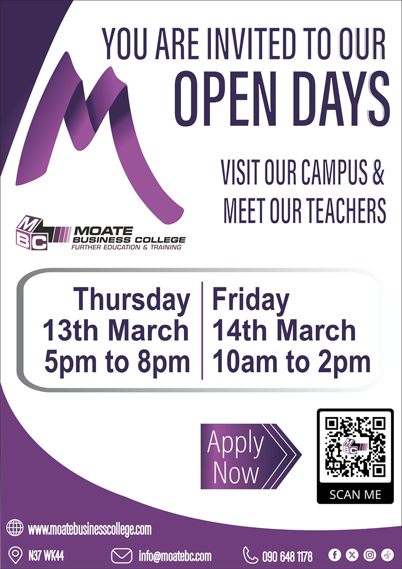 Moate Business College Open Days 2026